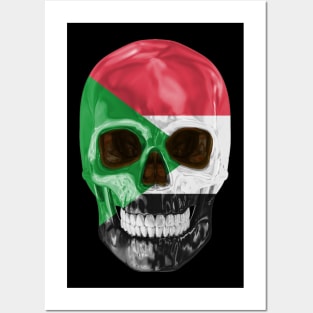 Sudan Flag Skull - Gift for Sudanese With Roots From Sudan Posters and Art